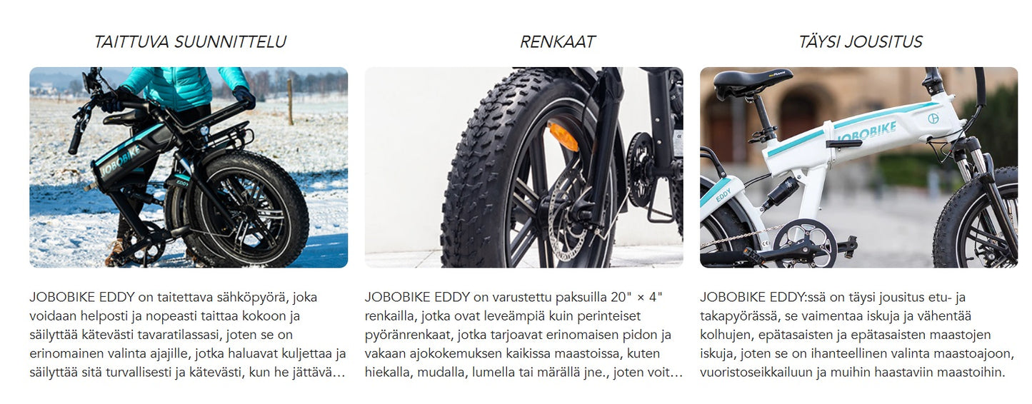 Jobobike Eddy Fatbike taitto-sähköpyörä 20"